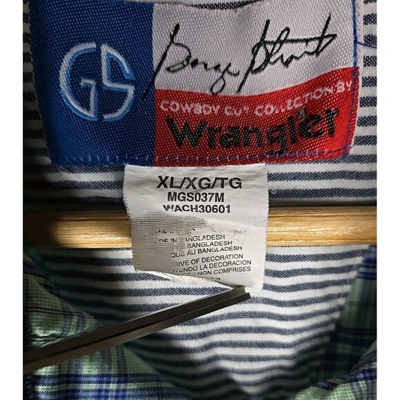 Wrangler George Strait Short Sleeve Button Shirt, Sz XL, Plaid Green/Blue - Picture 5 of 7